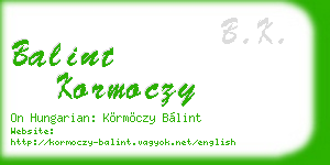 balint kormoczy business card